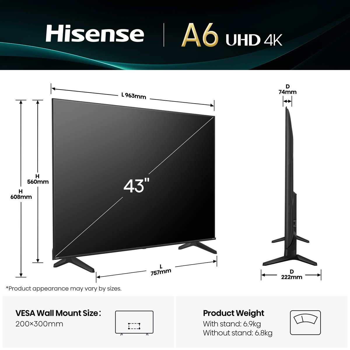 HISENSE TV UHD 43A6Q - slika 3